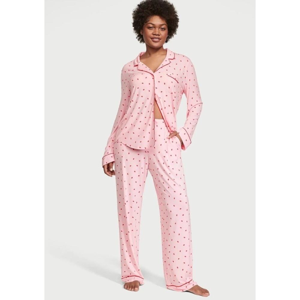 Victoria’s Secret women’s XS petite  modal pajama set Pink Red Lips Sleepwear